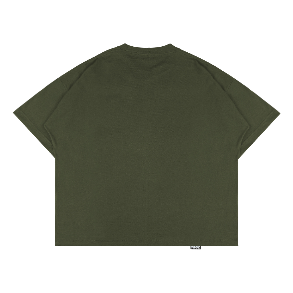 Troy Company Boxy Pocket Oversize Tshirt Army Green Flaming Beer - Kaos Boxy Oversize Hijau Army BKD 3449