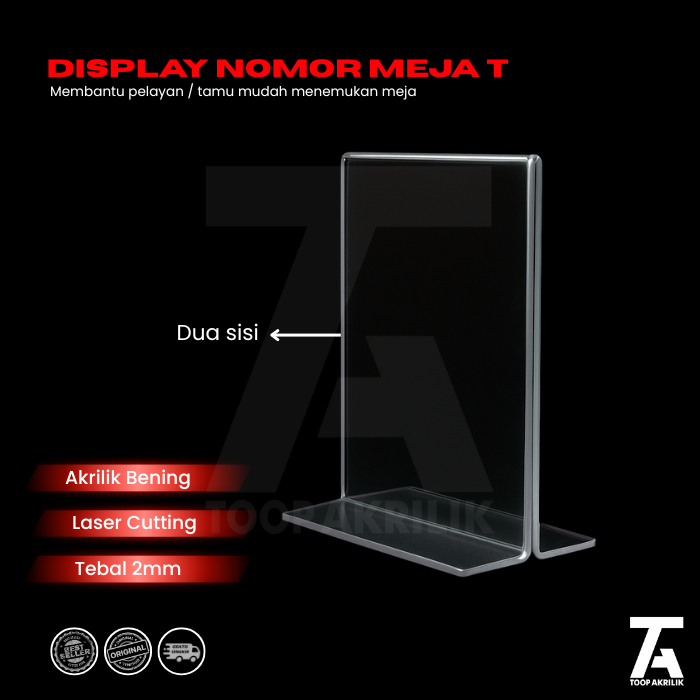 DISPLAY NOMER MEJA AKRILIK DISPLAY FOTO TIPE T