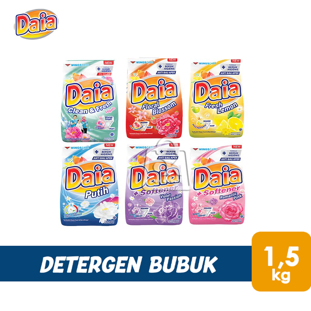 Deterjen Bubuk DAIA / Sabun Cuci Baju All Varian (1,5 Kg)