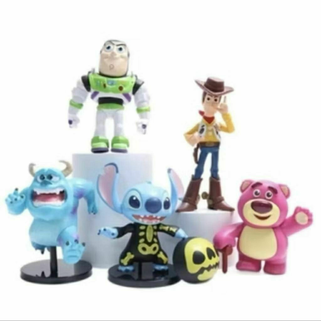 Action Figure Pixar Set 5 Stitch Lotso Woody Buzz Lightyear Sullivan Topper / Action Figur Toy Story