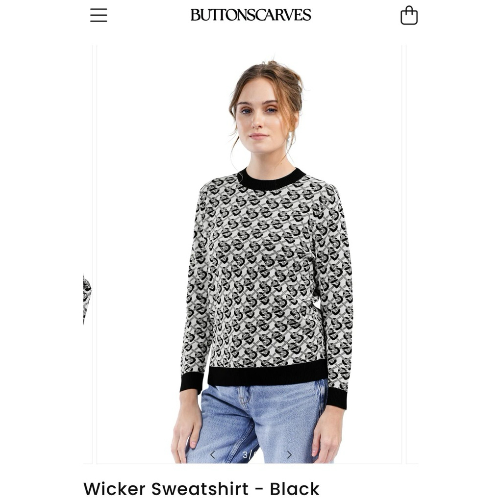 BUTTONSCARVES: WICKER SWEATSHIRT BLACK