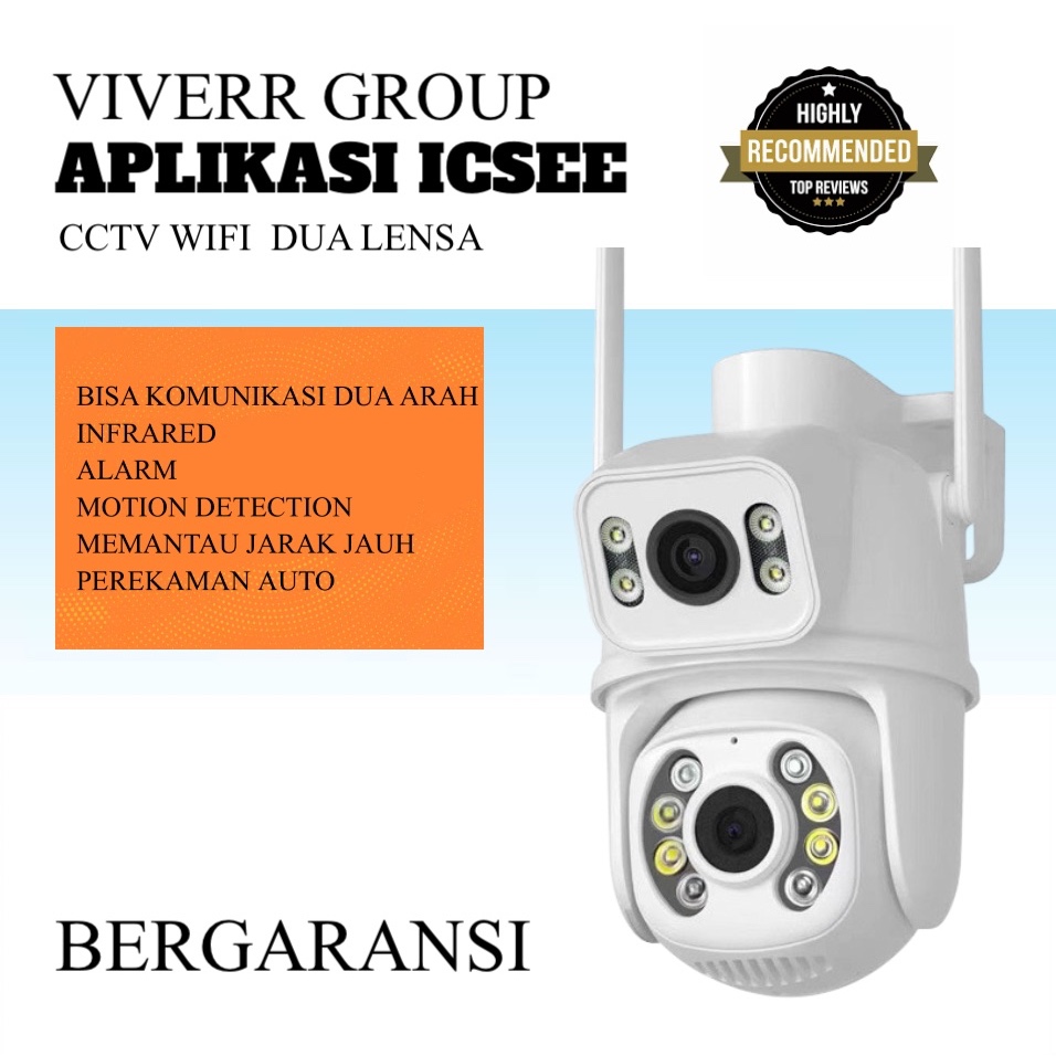 ICSEE Aplikasi Ipcam cctv kamera Home CCTV Dual Lensa Outdoor 2 Layar Camera Waterproof