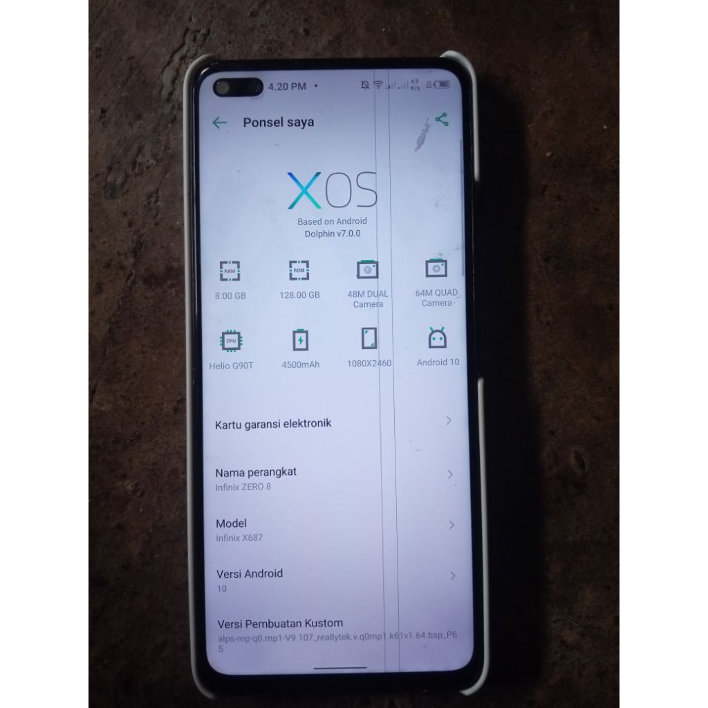 hp infinix zero 8 bekas normal baca diskripsi