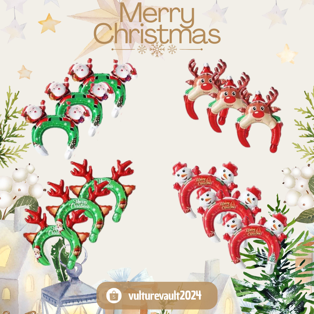 Balon Bando Natal Santa Claus Merry Christmas Balon Foil Bando Besar Natal Dekorasi Pesta Merry Chri