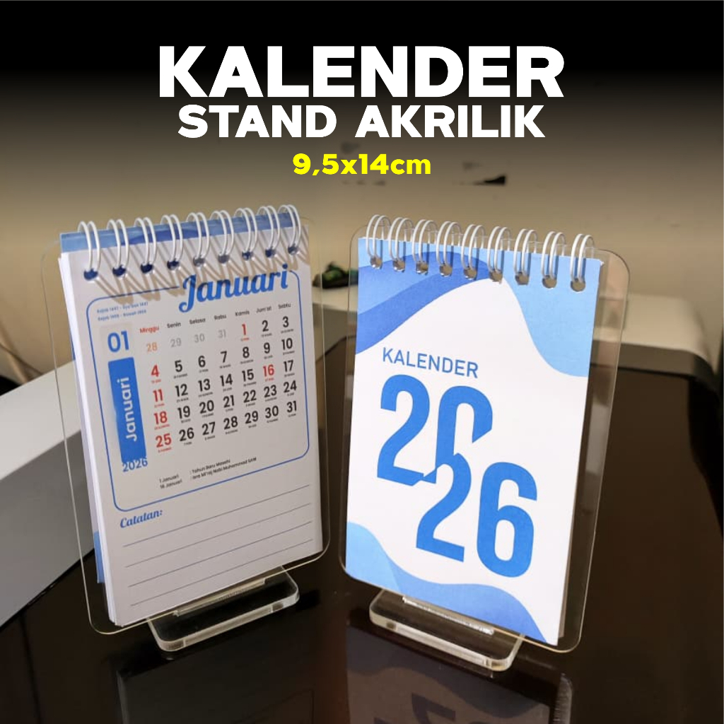 Mini Kalender Notes 2026 / 2027 / 2028 / 2029 stand akrilik