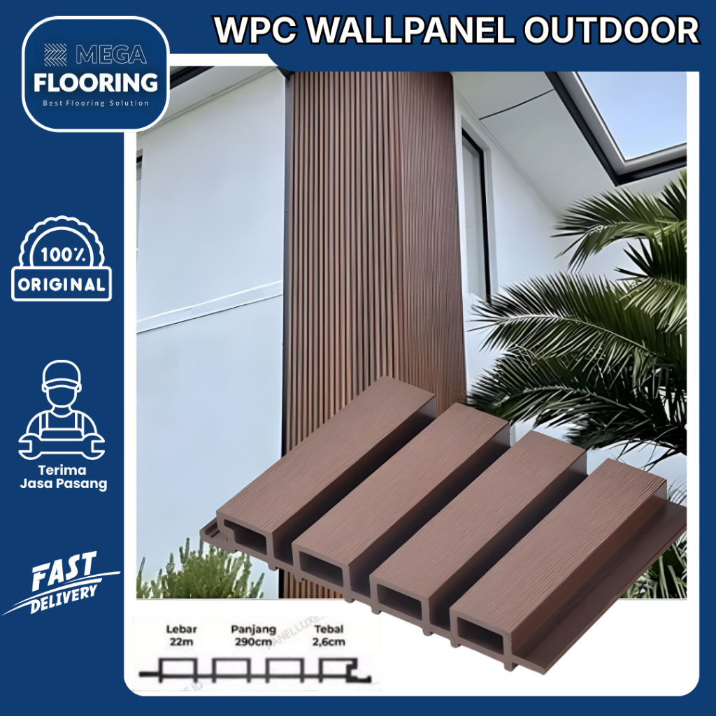 Wallpanel Outdoor Motif Kayu / Dekorasi Dinding Modern / Kisi Kisi Wood Panel Dinding / Pagar / WPC 