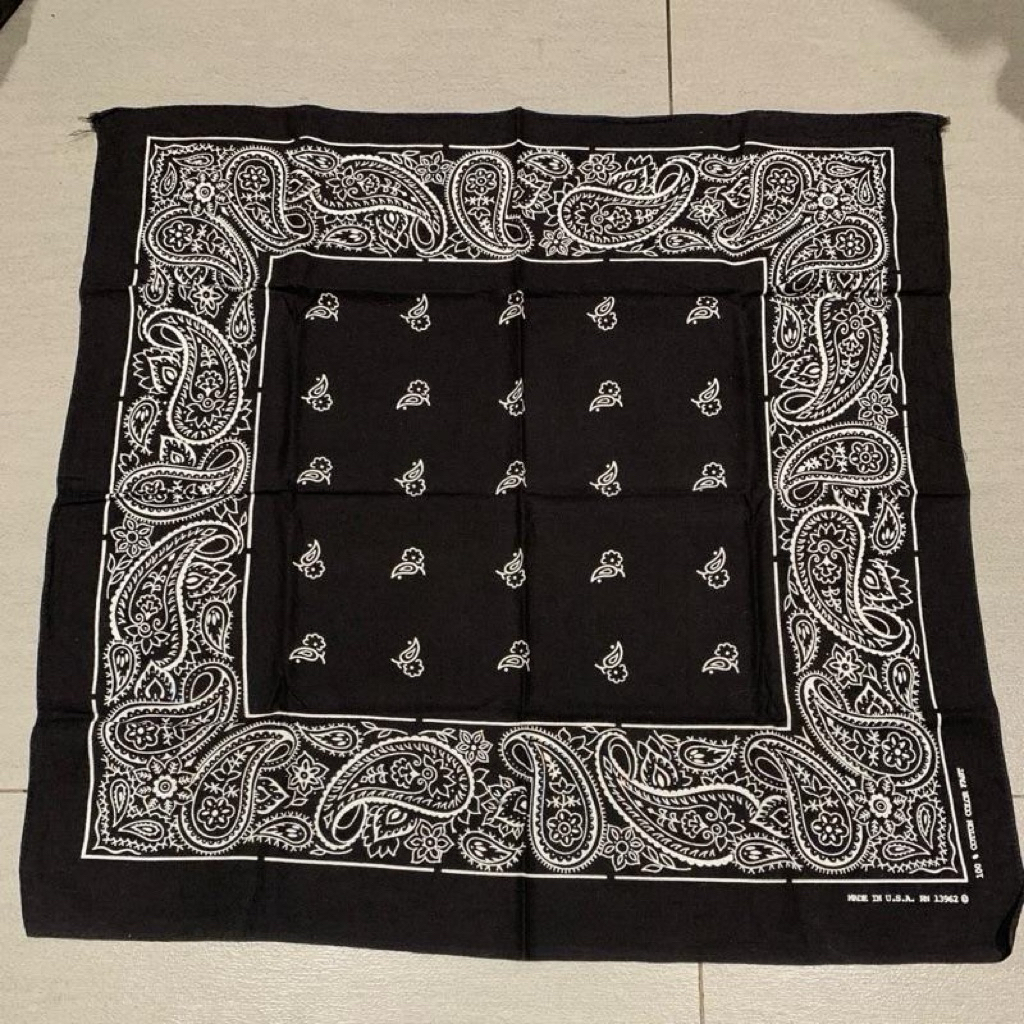 Bandana Paisley Black Color Made in USA Very Soft Cotton Import