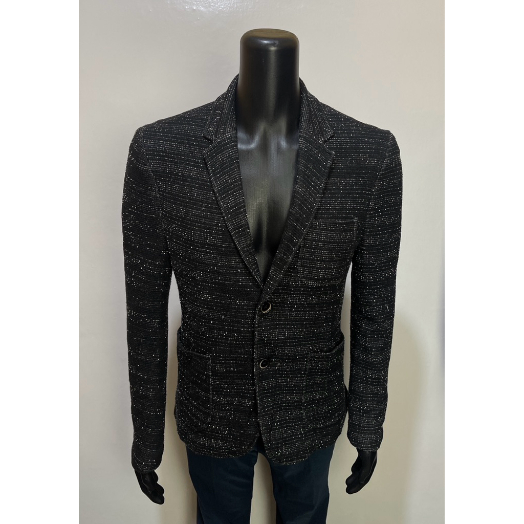 zara man blazer hitam motif jas casual eur m