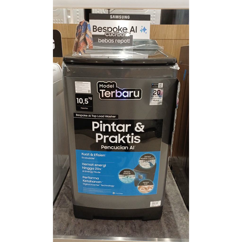 Samsung TOp Loading 10,5KG WA80F10S2C Mesin Cuci Samsung Otomatis 1 Tabung BeSpoke AI