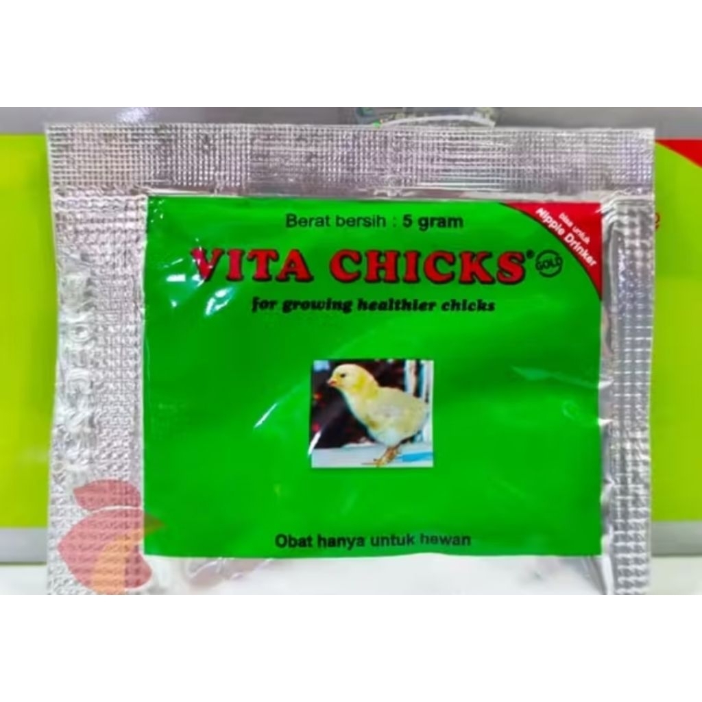 Vita chicks 5gr vitamin dan obat stres ayam,bebek,itik,burung dan unggas