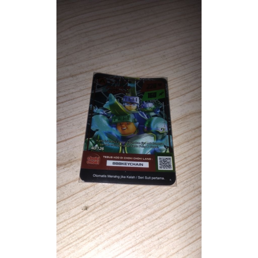 kartu Choki choki BoBoiBoy fang dan gopal(A)