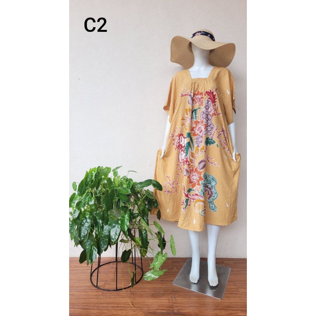 MAGNOLIA Daster Lowo Batik Tulis Rayon Premium Ld 140 Pb 115 Midi Dress Fashion Wanita Dewasa Pekalo