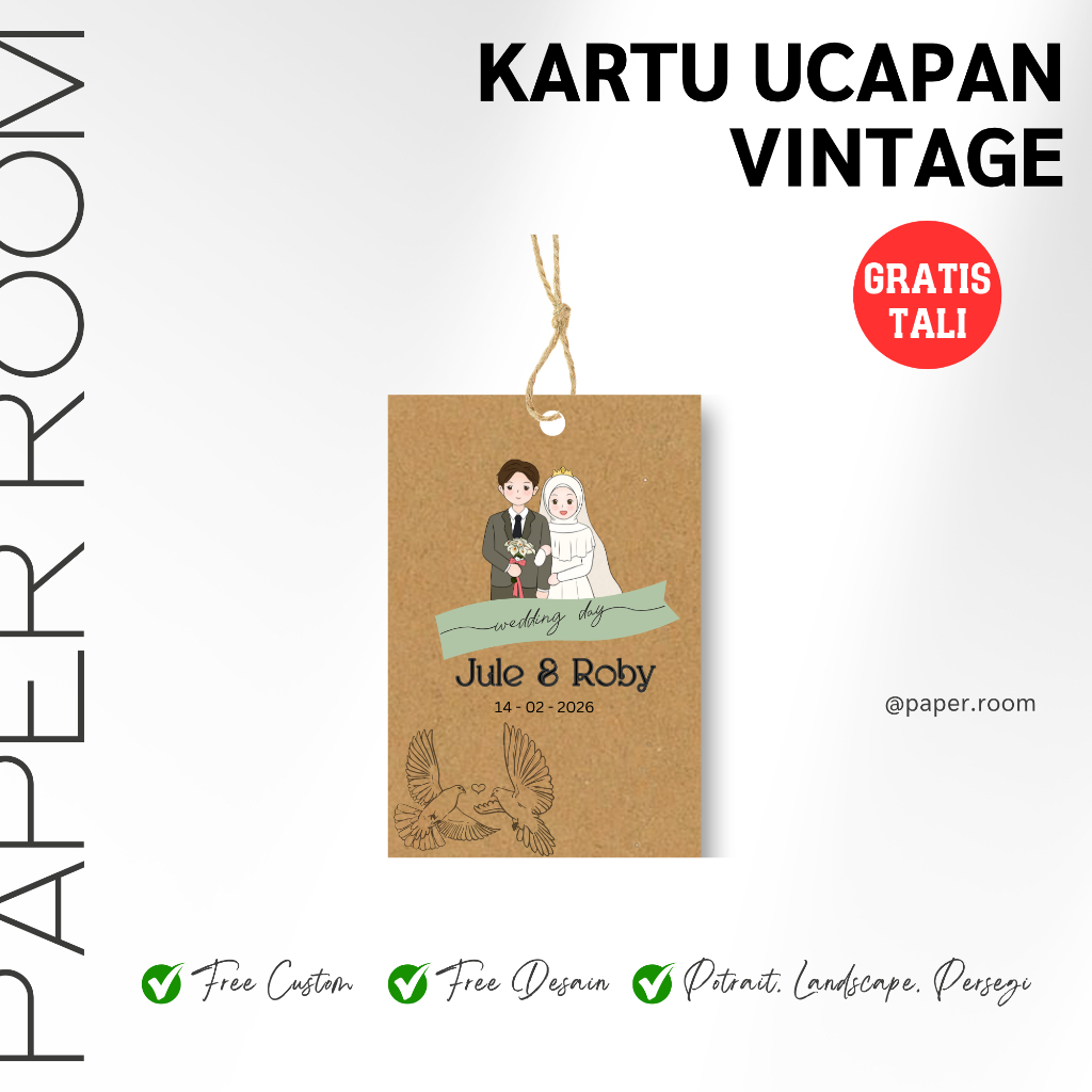 Kartu Ucapan Rustic FREE TALI | Kartu Ucapan Vintage | Kartu Ucapan Coklat | Kartu Ucapan Aesthetic