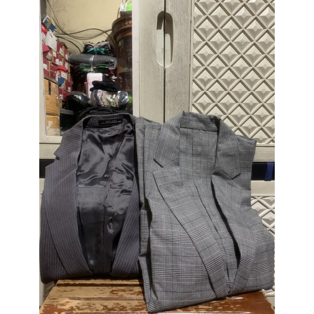 ORIGINAL JAS SUIT COMFORT ZARA BLAZER TUXEDO TARTAN SPAO SINGLE BREASTED STRIPE