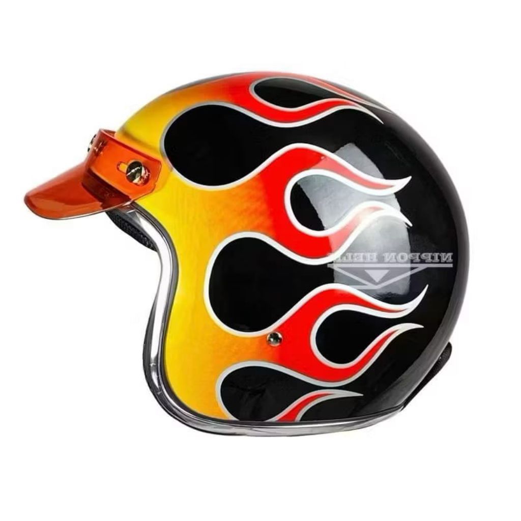 Helm Bogo Api Vintage List Chrome SNI Helm Retro Motif Api