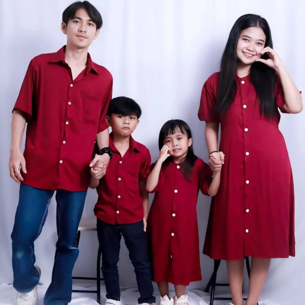 Midi Dress Couple  Keluarga Ibu,Anak+Ayah Katun Rayon Premium
