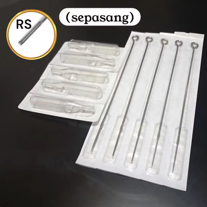 Jarum tato RS (sepasang 5 pcs) jarum + dispo tip 5 pasang steril eo gas
