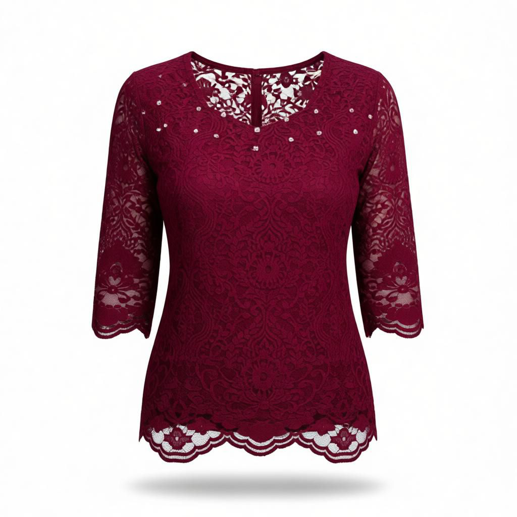 02 Blus Kebaya Brokat Lengan Lurus Pakaian Wanita Dewasa>Atasan Tradisional>Mewah Cantik dan Elegant