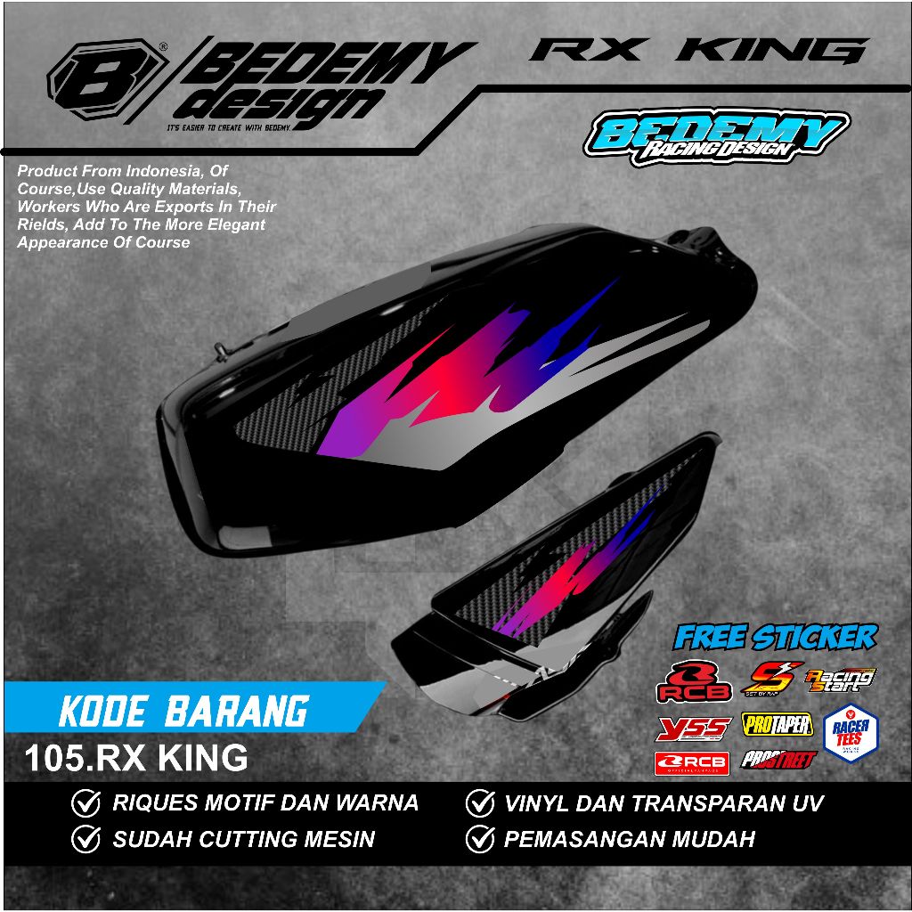 Striping RX King Transparan Maxdecal Premium Kode 105
