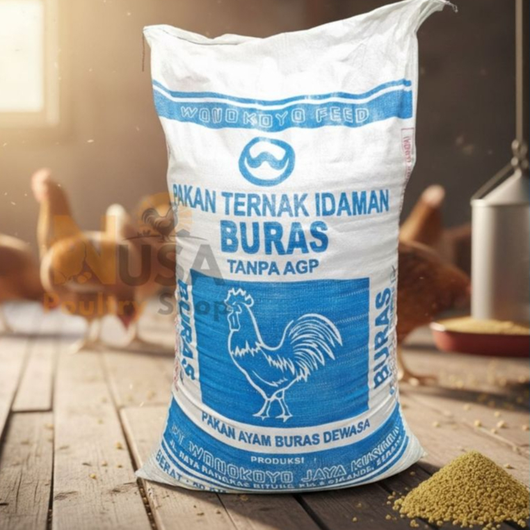 Pur Buras Pakan Ayam Grower Dewasa Repack 1KG - Buras Pakan Ayam Wonokoyo Pakan Ternak Idaman