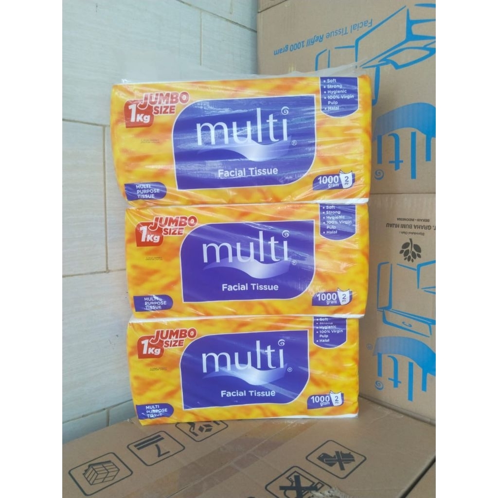 3 PACK Tissue Tisu Multi 1000 Gram / 1 Kg 2ply Facial Wajah Jumbo Size Kiloan