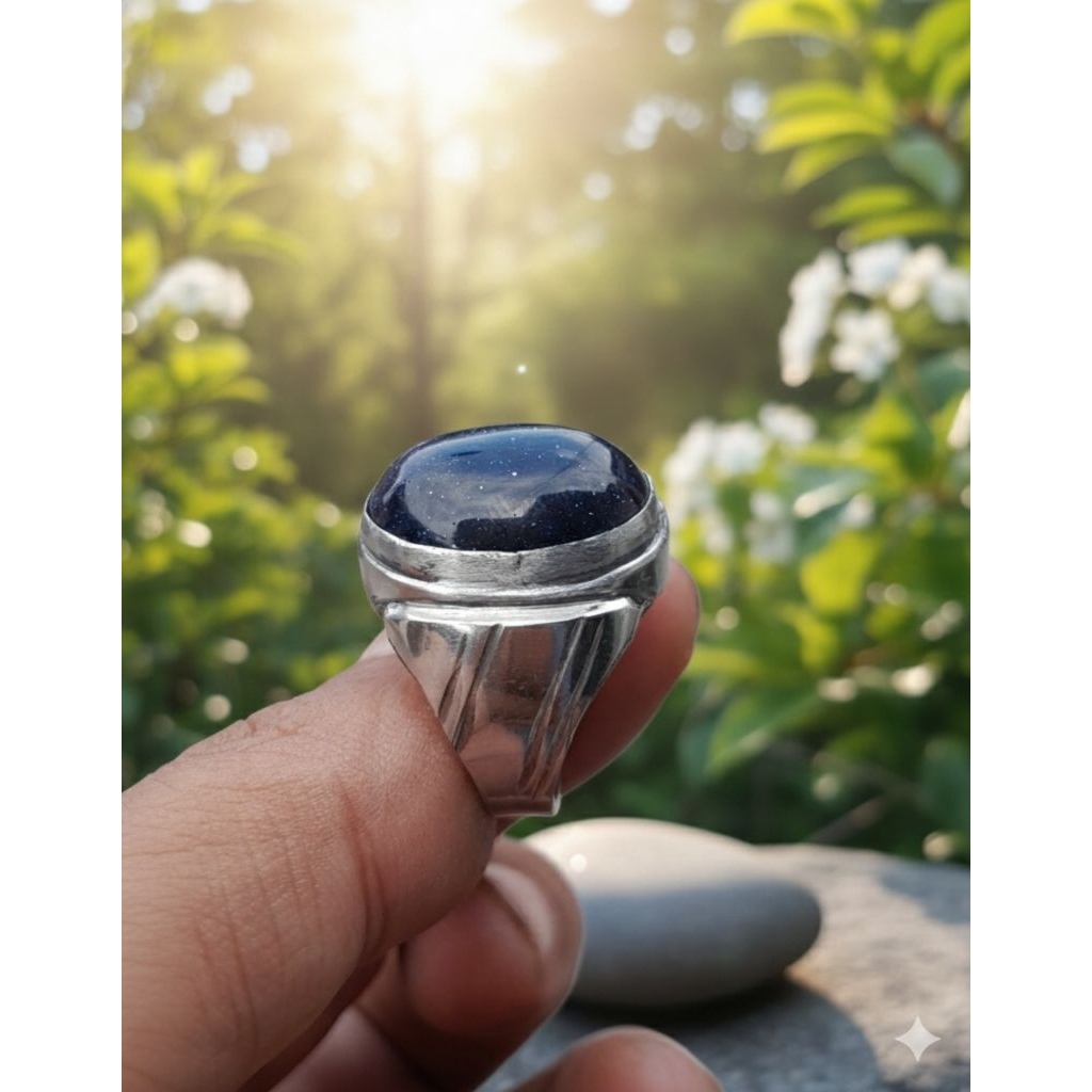 cincin batu akik pasir intan pasir mas biru ring monel tanem