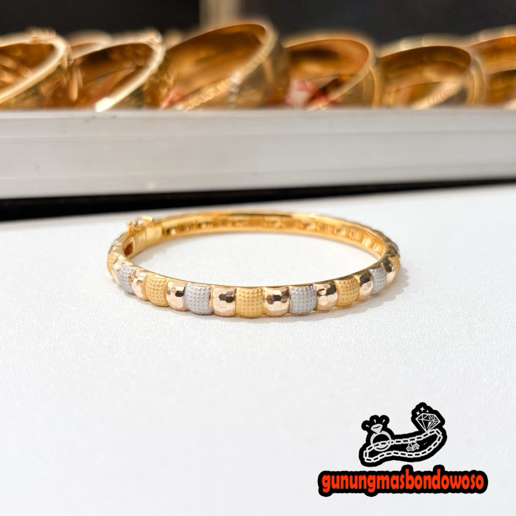 Gelang bambu dewasa emas asli kadar 300 6k berat 3.060gr