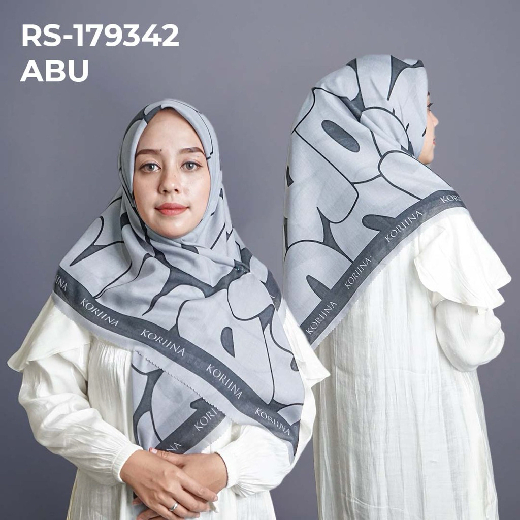 RS-179342 ABU Hijab Jilbab Dennay Scarves Voal Motif Segi Empat Basic Laser Cut