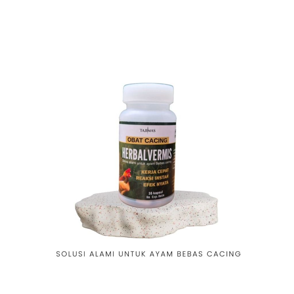 Obat Cacing Ayam Alami – Basmi Cacing Usus Ayam Aduan & Ternak | Herbalvermis Tajimas. Isi 35 kapsul