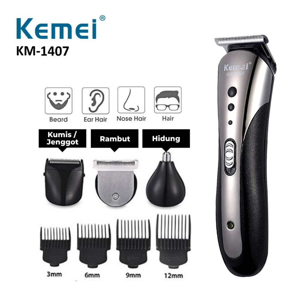 KEMEI KM-1407 3IN1 Rechargeable / KM-666 Clipper - Alat Cukur Rambut Kliper Mini / Shaver Cliper KM 