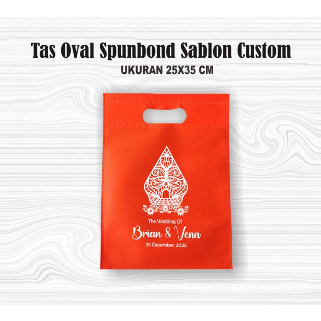 Tas Spunbond Oval Hajatan Sablon Ukuran 25x35 Cm