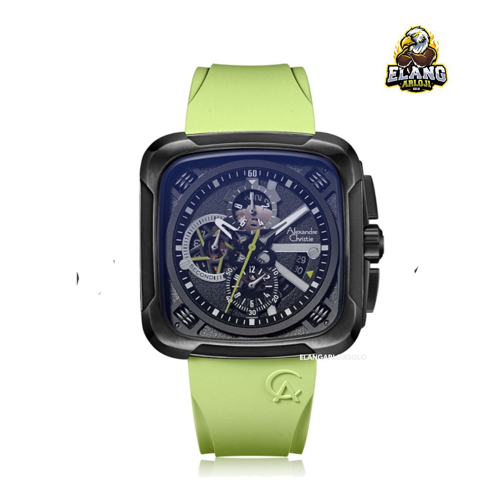 Jam Tangan Pria Alexandre Christie AC 6577 Neon Black Original