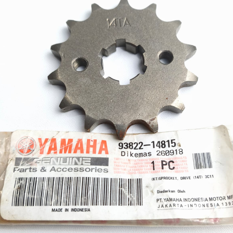 YAMAHA GEAR GIR DEPAN JUPITER MX NEW VIXION BYSON UKURAN 14T 93822-14815 ASLI ORIGINAL YGP 100%