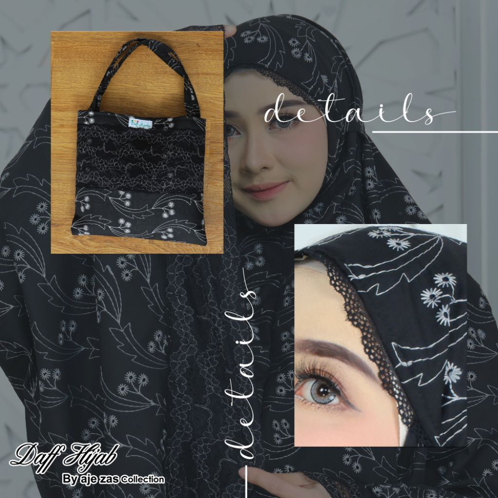 DAFF HIJAB//MUKENA DEWASA 2IN1 BAHAN KATUN BORDIR MIX RAYON RENDA STRECHT