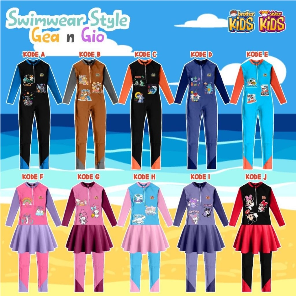 Baju Renang Anak Laki Laki & Perempuan 2 - 10 Tahun