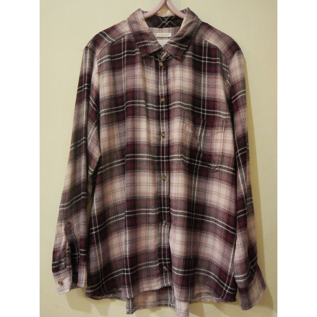 Preloved kemeja flanel tartan burgundi american eagle