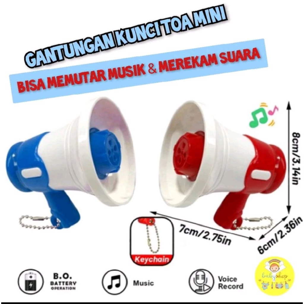 Mainan Gantungan Kunci Toa Mini Mainan Pengeras Suara Perekam Suar
