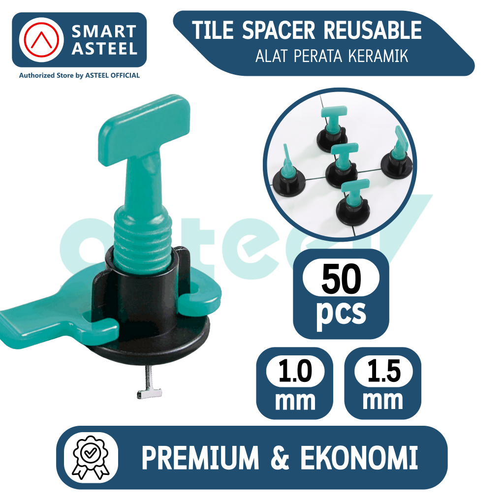 ASTEEL 50 PCS Alat Perata Pasang Keramik Granit Lantai T Spacer Tile Leveling Nat 1mm 1.5mm