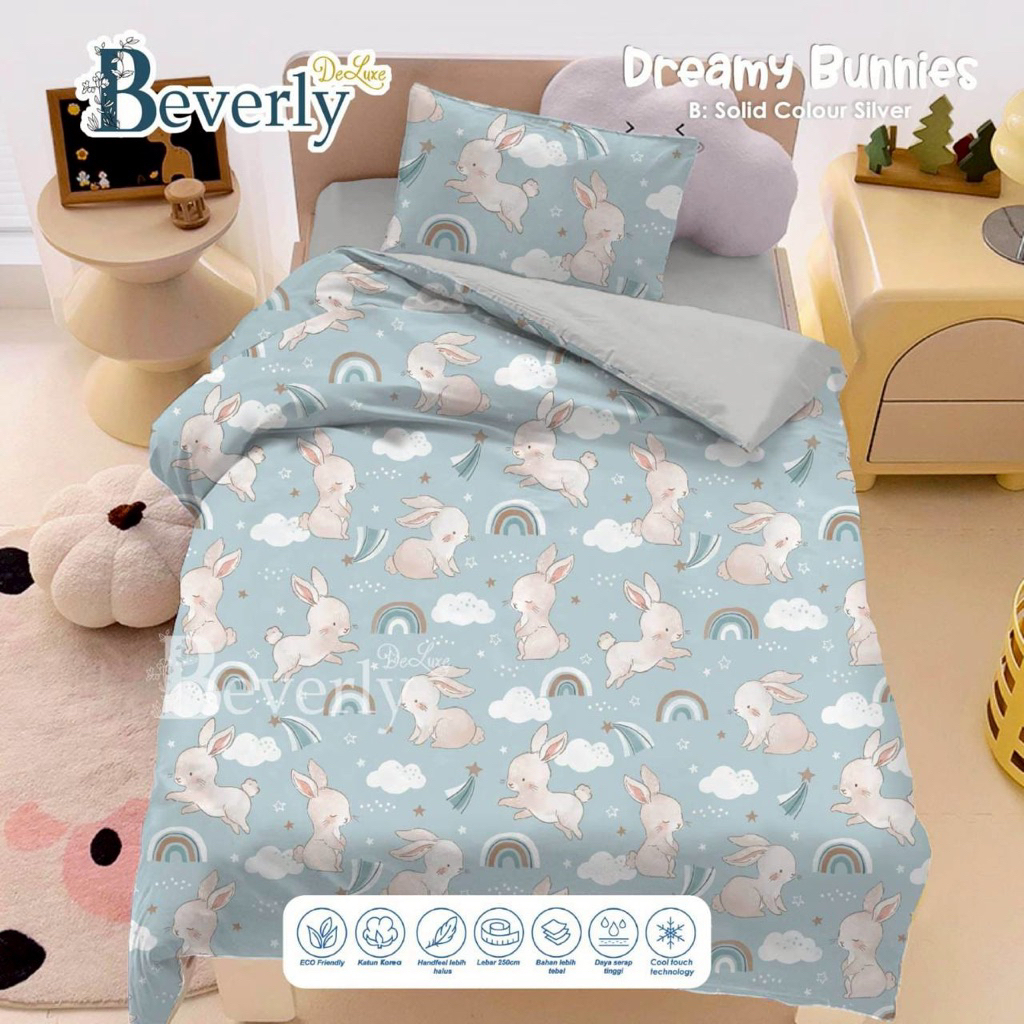 (COD) Ziby - Sprei Set Motif Dreamy Bunnies Sprei Anti Geser | Sprei Anak | 90x200x20 | 100x200x20 |