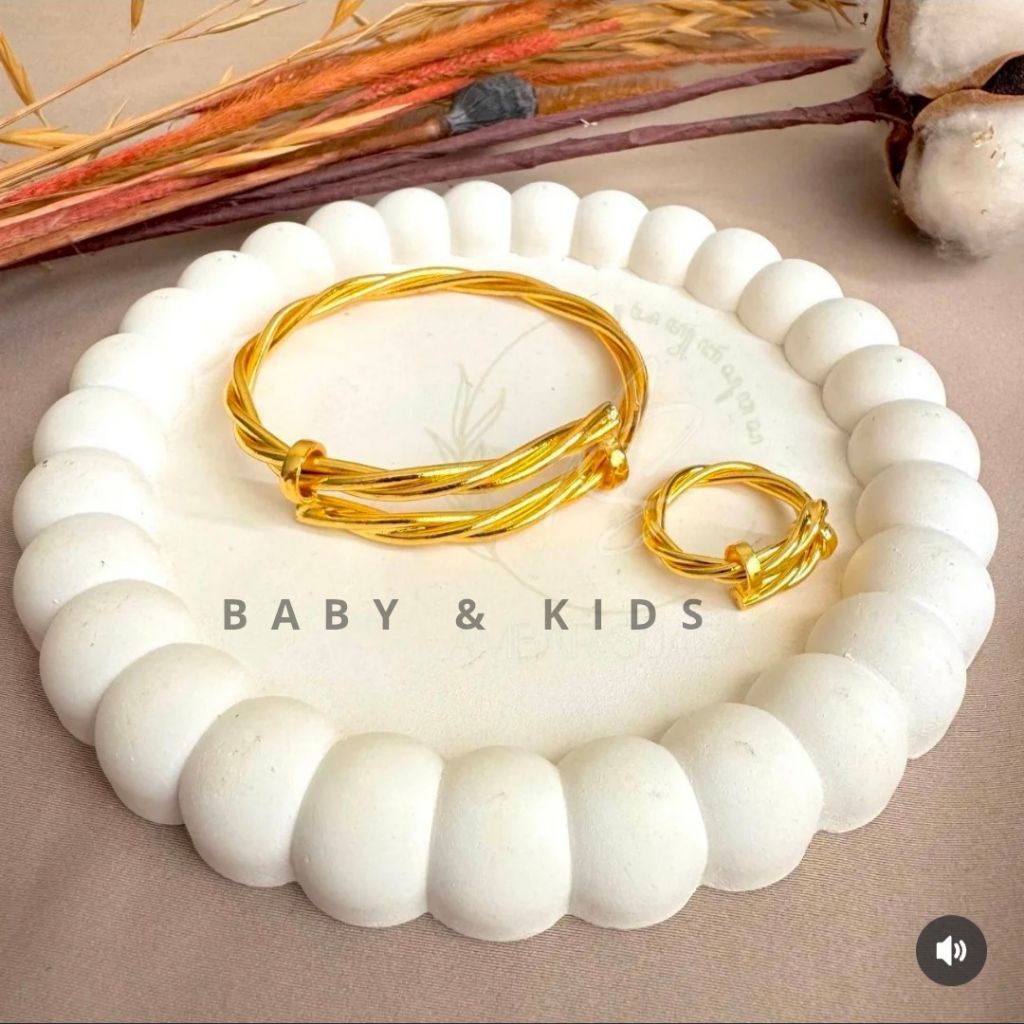 Gelang Ulir Anak/Bayi sepuh emas titanium Gelang baby gelang aceh gelang tempah