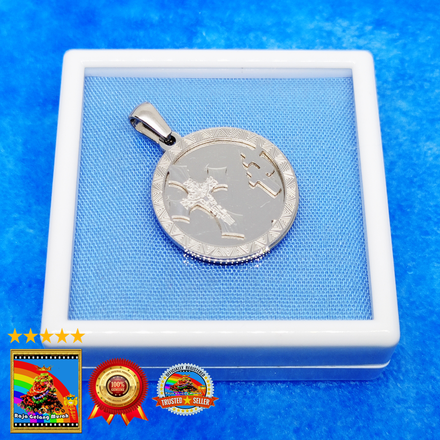 Liontin Titanium Kristiani koin Salib Yunani  Silver