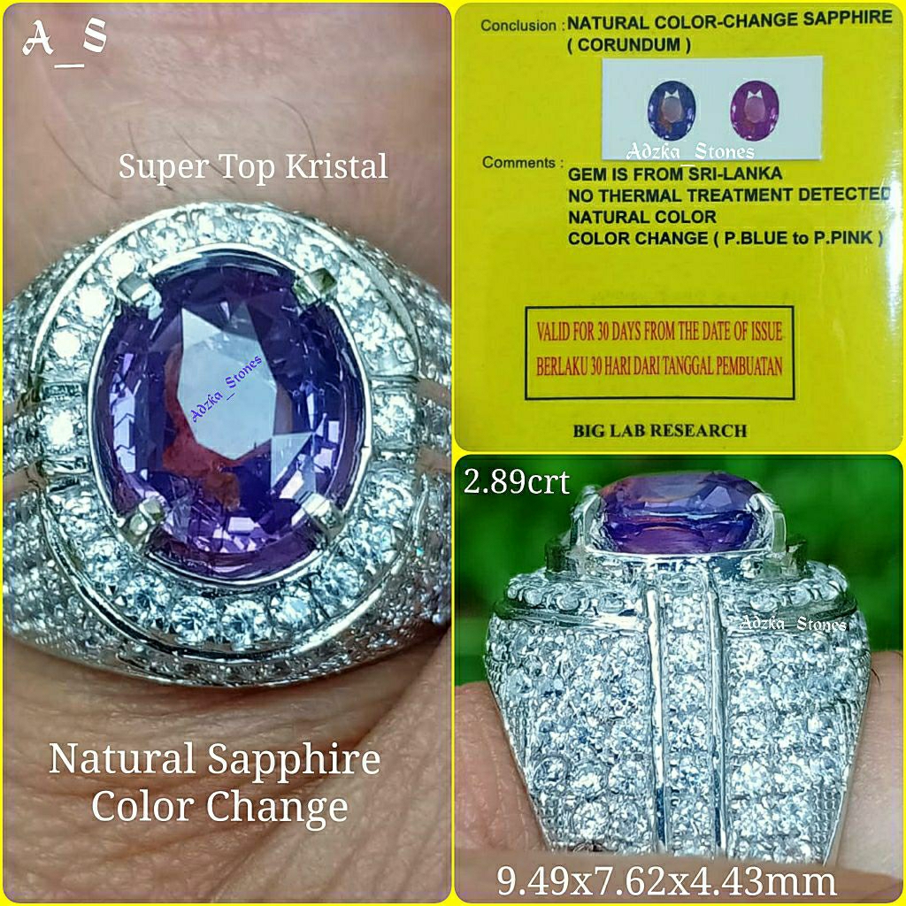 Natural Blue Sapphire Safir Color Change Memo DGL Lab