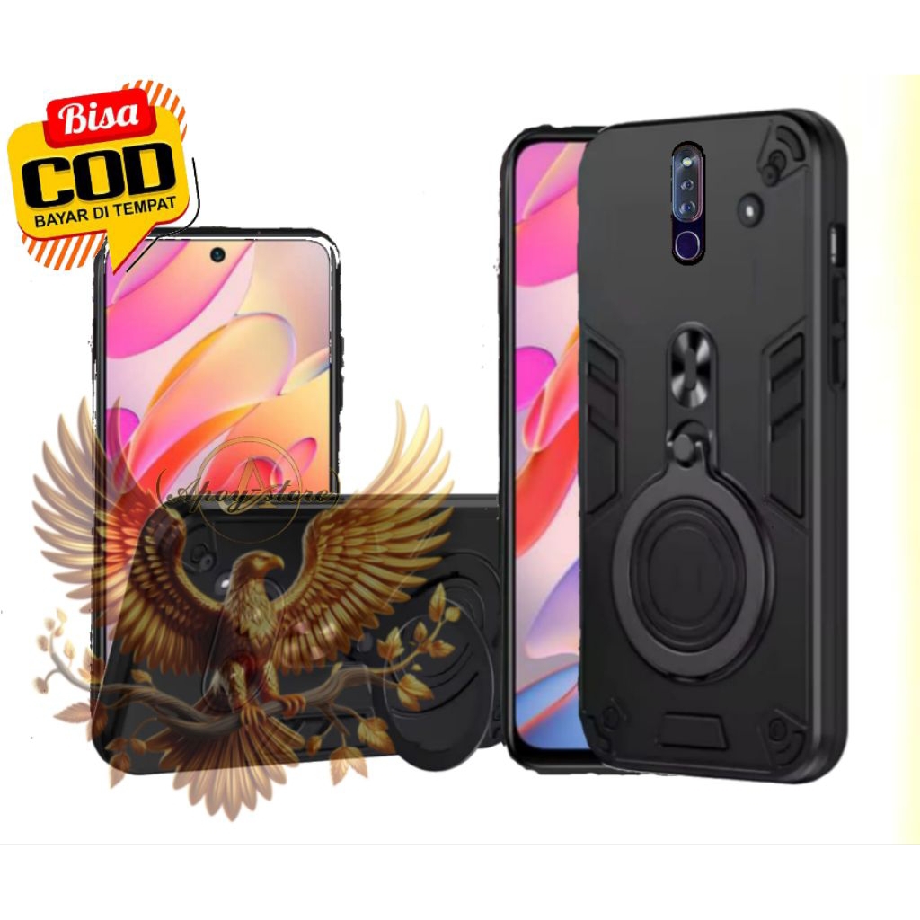 CASE HP OPPO F11 PRO CASE ROBOT HIT EYE RING PRO CAMERA HARDCASE ARMOR NEW COVER