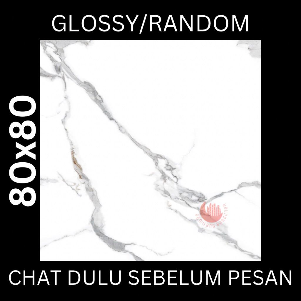 GRANIT IKAD 80x80 SENECA WHITE / KERAMIK LANTAI / KERAMIK MEJA / KERAMIK LICIN / KILAT / MOTIF CARAR