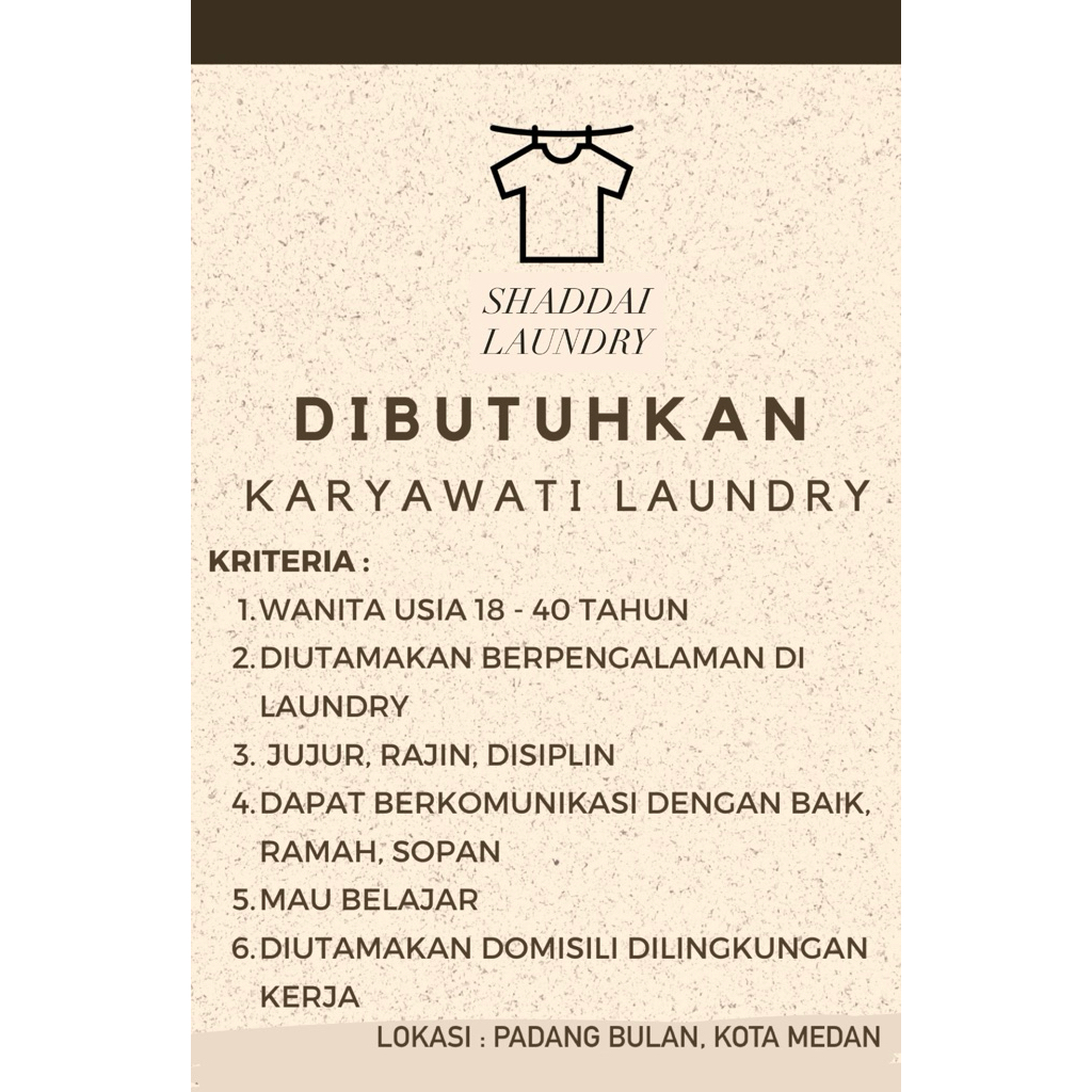 Lowongan Kerja Pegawai Laundry