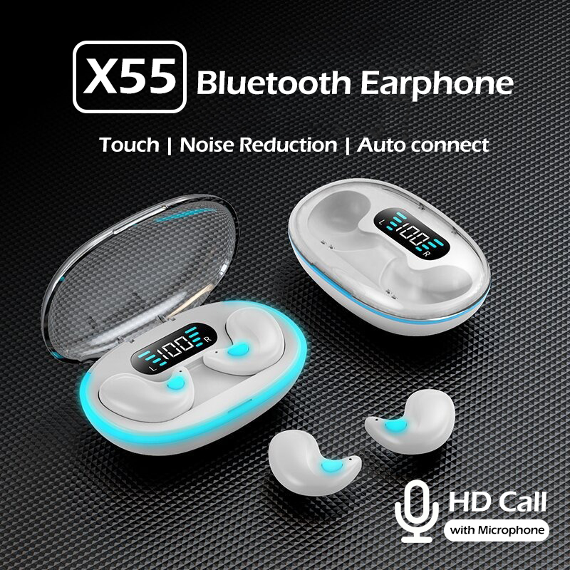 TRITON X55 TWS 5.3 Bluetooth Earphone with Mic 360° Stereo Earphone Wireless Earbuds Bluetooth Heads