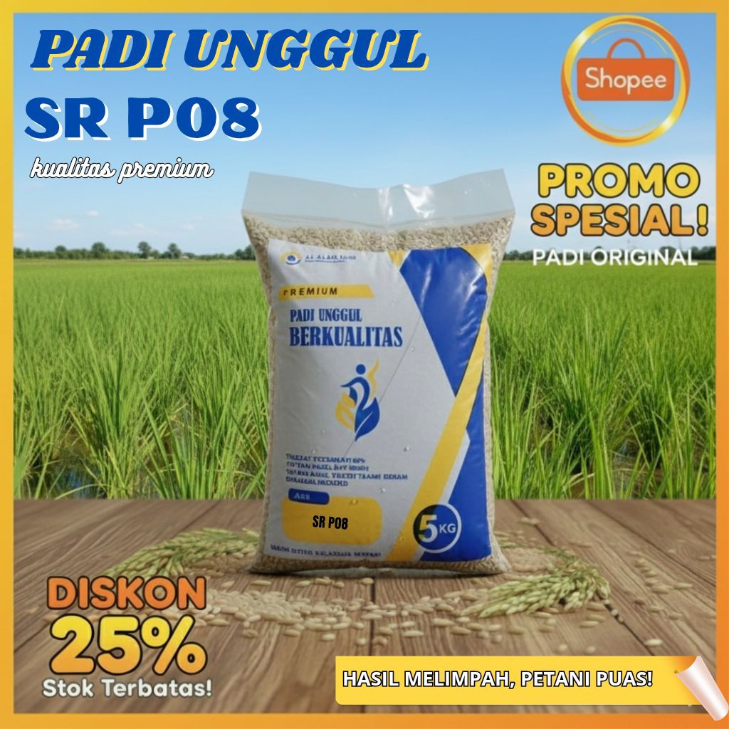 BIBIT PADI SR P08 UG KEMASAN 5KG PADI UNGGUL