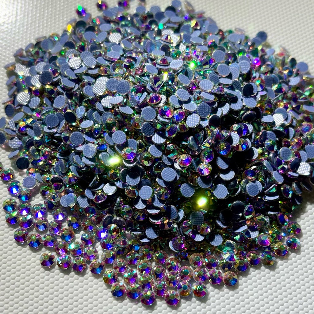 GROSIR RHINESTONE CRYSTAL HOTFIX SS10/3mm WARNA AB 1,440pcs/10gross SWARO TEMPEL MOTE GOSOK SWAROVSK