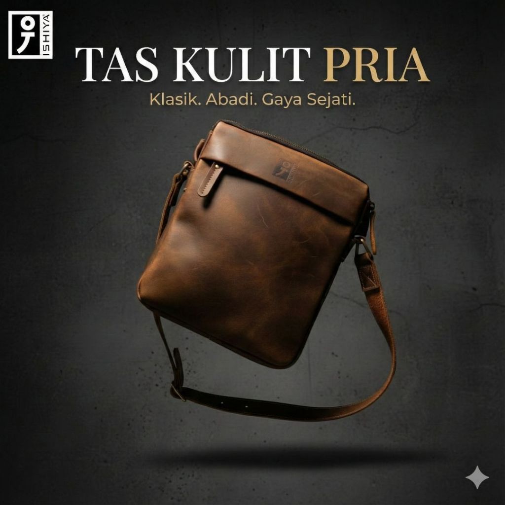 TAS SELEMPANG KULIT CRAZY HORSE LEATHER ISHIYA ONYX