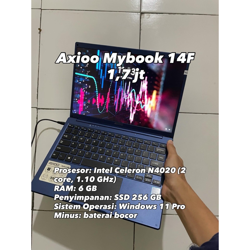 laptop Axioo Mybook 14F (minus: baterai bocor)